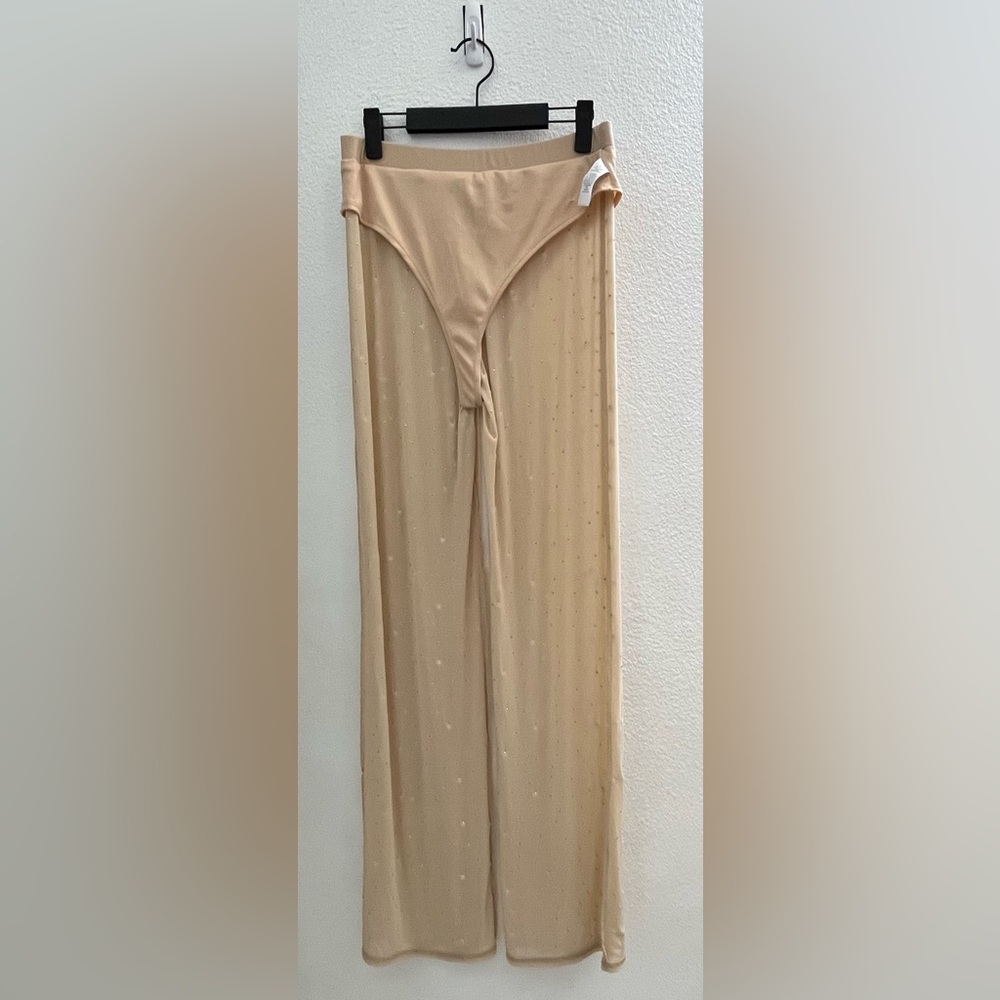 NUDE COLORED PEARL ENCRUSTED PANTS - Picture 5 of 10